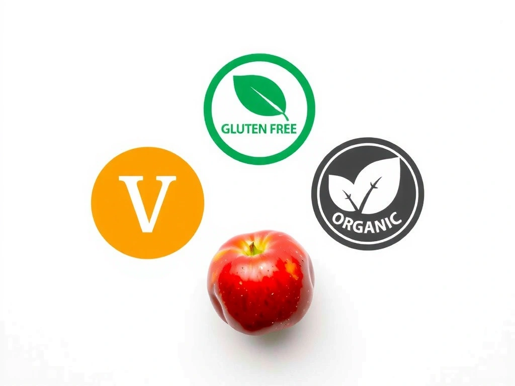 Bilder, die verschiedene Ernährungsbedürfnisse darstellen, wie glutenfrei, vegan und laktosefrei.